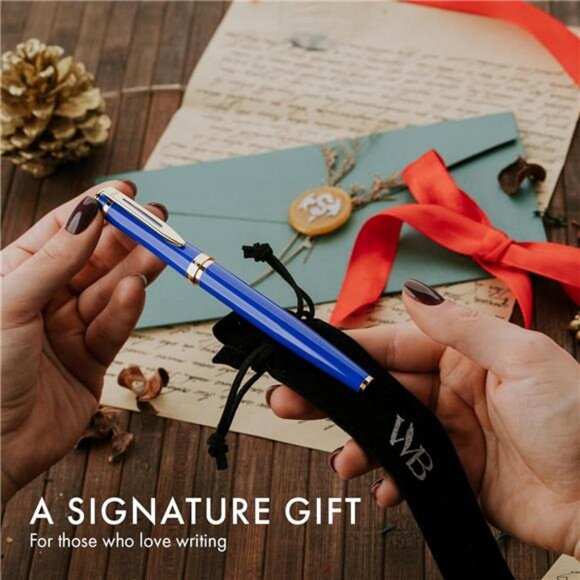 Black Fountain Pen Set, 18K Gilded Medium Nib, Includes 24 Pack - Picture 9 of 14